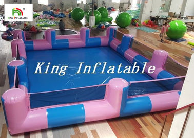 Custom 0.9mm PVC Pool Type Inflatable Swimming Pool With Blue And Pink , 12x8m