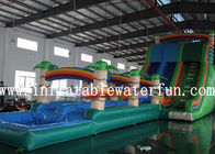 छोटे पूल के साथ वाणिज्यिक पीवीसी तिरपाल ग्रीन जंगल Inflatable पानी स्लाइड