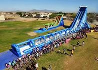 अनुकूलित ब्लू विशालकाय Inflatable पानी स्लाइड वाणिज्यिक वयस्क / बच्चों के लिए