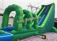 आकर्षक वाणिज्यिक आउटडोर विशालकाय लंबी हरी Inflatable पानी स्लाइड पर्ची और वयस्क के लिए स्लाइड