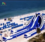 वाणिज्यिक बड़े ट्रिपल inflatable पानी स्लाइड 3 लेन उच्च ज्वार inflatable पानी स्लाइड