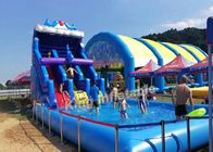 वाणिज्यिक ब्लू Inflatable पर्ची और वयस्क और बच्चों के लिए बड़े स्विमिंग पूल के साथ स्लाइड