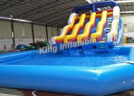 स्विमिंग पूल के साथ 6.5 मीटर उच्च विशालकाय डबल लेन इन्फ्लैटबेब वाटर स्लाइड