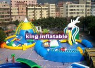 बच्चों के लिए पूल वाणिज्यिक पानी पार्क के साथ 9 * 8 मीटर रंगीन शार्क Inflatable पानी स्लाइड