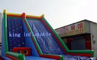 कस्टम ब्लू Inflatable पानी स्लाइड, बच्चों के मनोरंजन दीवार पर चढ़कर दीवार Inflatable खिलौने स्लाइड