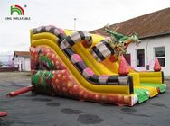 बच्चों के लिए वाणिज्यिक पीवीसी तिरपाल डायनासौर Inflatable सूखी स्लाइड डिजिटल प्रिंटिंग