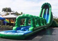 आकर्षक वाणिज्यिक आउटडोर विशालकाय लंबी हरी Inflatable पानी स्लाइड पर्ची और वयस्क के लिए स्लाइड