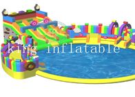 पूल के साथ डबल सिलाई Inflatable पानी पार्क खेल का मैदान विशाल स्लाइड
