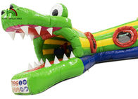 आउटडोर 6.5x5.5 मी ग्रीन मगरमच्छ Inflatable बाधा कोर्स Inflatable खेल खेल
