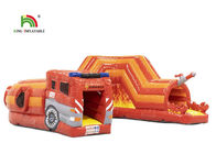 बच्चों के लिए पीवीसी 0.55 मिमी 21 फीट रेड फायर ट्रक Inflatable बाधा कोर्स