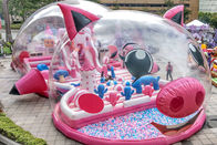 बबल टेंट कवर के साथ वाणिज्यिक गुलाबी सुअर Inflatable खेल का मैदानground