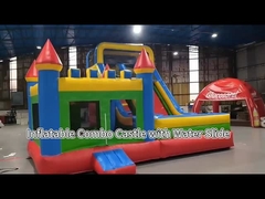 थोक पानी स्लाइड के साथ inflatable महल सूखी और गीली कॉम्बो कस्टम inflatable उछाल घर
