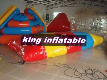 Red / Yellow / Blue 0.9mm PVC Inflatable Water Toys / Saturn Slide With Blob Ball