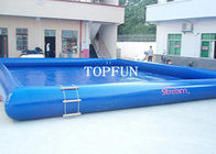 पानी के रोलर के साथ बच्चों के लिए एकल पाइप 10 x 6 मीटर ब्लू इन्फ्लेटेबल वाटर पूल