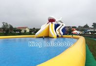 विशालकाय शार्क Inflatable पानी पार्क स्लाइड्स के साथ बड़े पीले Inflatable स्विमिंग पूल