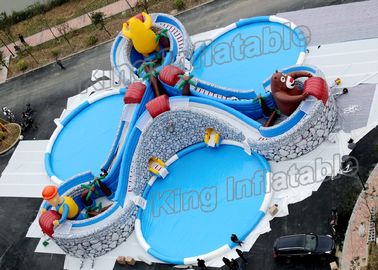 आउटडोर के लिए 0.9 मिमी पीवीसी भालू अड्डा Inflatable पानी पार्क 3 पूल तीन