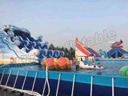 फ्रेम पूल / कार्टून स्लाइड के साथ 2 साल की वारंटी पशु Inflatable पानी पार्क