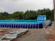 मनोरंजन के लिए बड़े फ्रेम पूल / इंद्रधनुष स्लाइड अद्भुत Inflatable पानी पार्क