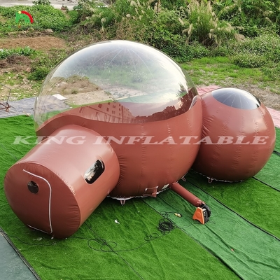 फुलाया जा सकता वाणिज्यिक ग्रेड दो कक्ष पीवीसी स्पष्ट इको गुंबद शिविर बुलबुला तम्बू