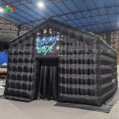 पोर्टेबल बड़े पार्टी टेंट हाउस ब्लैक एलईडी लाइट डिस्को बार inflatable घन टेंट