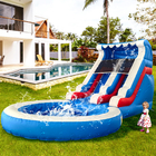 वाणिज्यिक पिछवाड़ा कूदने वाला बाउंसर उष्णकटिबंधीय वाटरस्लाइड कॉम्बो बाउंस हाउस पूल के साथ inflatable पानी स्लाइड