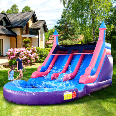आउटडोर वाणिज्यिक डबल लेन पूल के साथ inflatable पानी स्लाइड