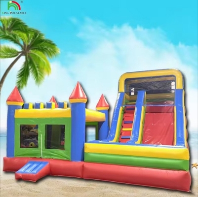 थोक पानी स्लाइड के साथ inflatable महल सूखी और गीली कॉम्बो कस्टम inflatable उछाल घर