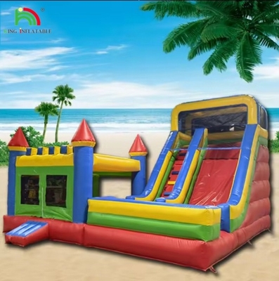 थोक पानी स्लाइड के साथ inflatable महल सूखी और गीली कॉम्बो कस्टम inflatable उछाल घर