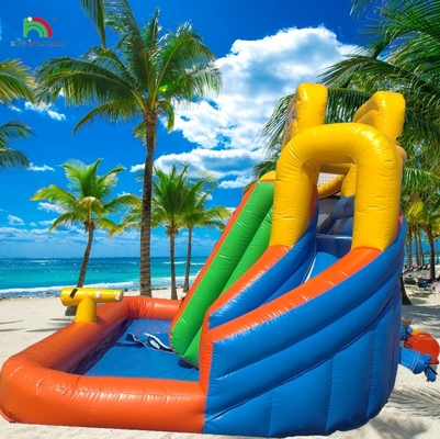 वाणिज्यिक वाटर स्लाइड inflatable बच्चे आउटडोर डबल लेन वाटर स्लाइड उछाल घर पूल के साथ inflatable पानी स्लाइड