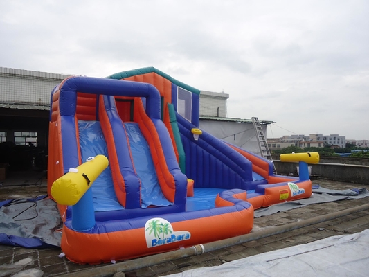 आउटडोर विशाल डबल ट्रैक inflatable बाउंसर वाटर स्लाइड वाटर पार्क