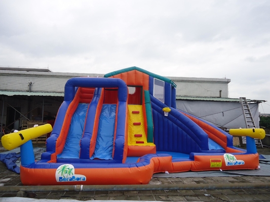 आउटडोर विशाल डबल ट्रैक inflatable बाउंसर वाटर स्लाइड वाटर पार्क