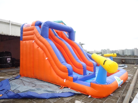 आउटडोर विशाल डबल ट्रैक inflatable बाउंसर वाटर स्लाइड वाटर पार्क