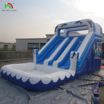 वाणिज्यिक वाटर स्लाइड inflatable बच्चे आउटडोर डबल लेन inflatable पानी स्लाइड पूल के साथ