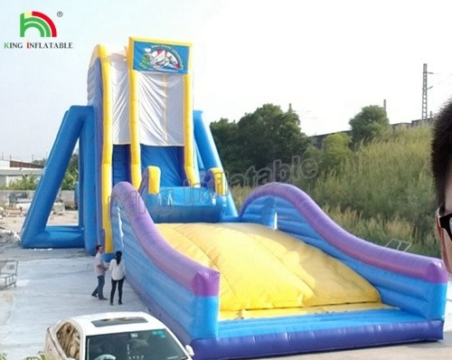 वाणिज्यिक पार्टी किराया दिलचस्प पागल नीले बच्चों और वयस्कों के लिए inflatable पानी स्लाइड