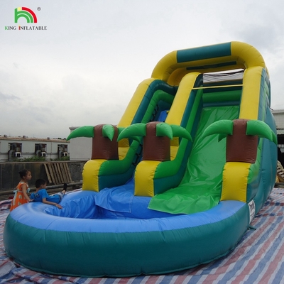 डबल स्लाइड inflatable पानी स्लाइड पाम ट्री inflatable गीला सूखी स्लाइड बच्चों और वयस्कों के लिए