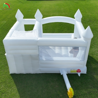 वाणिज्यिक सफेद inflatable उछाल महल घर बच्चों पानी स्लाइड गेंद गड्ढे के साथ