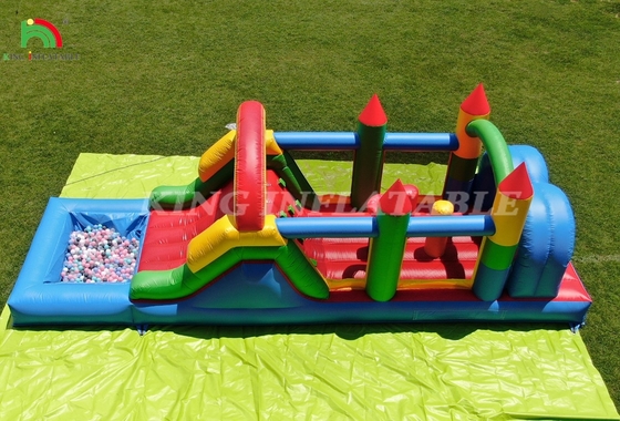 बच्चों के लिए आउटडोर पार्टी inflatable बाधाओं स्लाइड के साथ उछाल घर, गेंद गड्ढे, चढ़ाई, बाधाओं, ब्लोअर