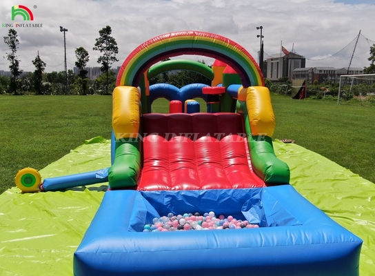 बच्चों के लिए आउटडोर पार्टी inflatable बाधाओं स्लाइड के साथ उछाल घर, गेंद गड्ढे, चढ़ाई, बाधाओं, ब्लोअर