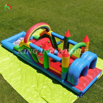 बच्चों के लिए आउटडोर पार्टी inflatable बाधाओं स्लाइड के साथ उछाल घर, गेंद गड्ढे, चढ़ाई, बाधाओं, ब्लोअर