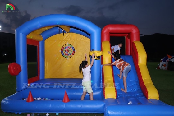 ब्लोअर के साथ बच्चों के लिए inflatable उछाल महल, स्लाइड के साथ उछाल महल, चढ़ाई, बाधाओं, ट्रैंपोलिन, बॉल पिट पूल