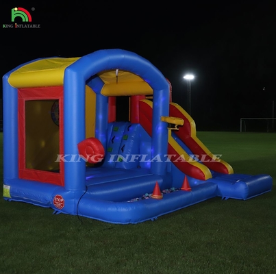 ब्लोअर के साथ बच्चों के लिए inflatable उछाल महल, स्लाइड के साथ उछाल महल, चढ़ाई, बाधाओं, ट्रैंपोलिन, बॉल पिट पूल