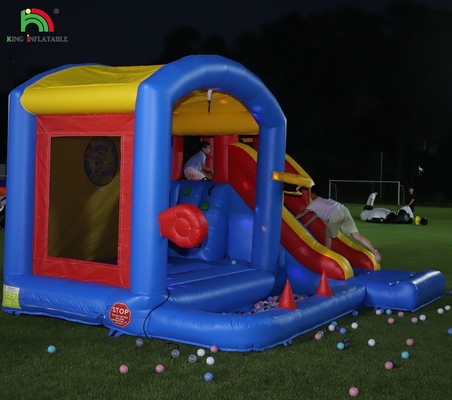 ब्लोअर के साथ बच्चों के लिए inflatable उछाल महल, स्लाइड के साथ उछाल महल, चढ़ाई, बाधाओं, ट्रैंपोलिन, बॉल पिट पूल