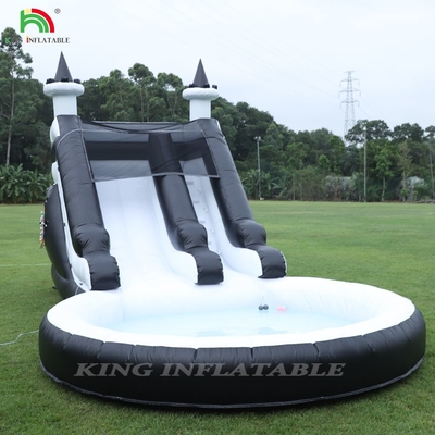 ब्लैक एंड व्हाइट कमर्शियल inflatable पानी स्लाइड के साथ पूल पानी स्लाइड inflatable