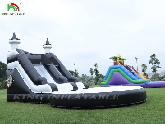 ब्लैक एंड व्हाइट कमर्शियल inflatable पानी स्लाइड के साथ पूल पानी स्लाइड inflatable