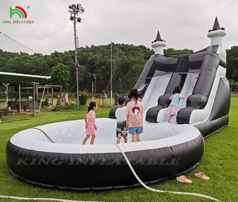 ब्लैक एंड व्हाइट कमर्शियल inflatable पानी स्लाइड के साथ पूल पानी स्लाइड inflatable