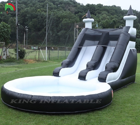 ब्लैक एंड व्हाइट कमर्शियल inflatable पानी स्लाइड के साथ पूल पानी स्लाइड inflatable