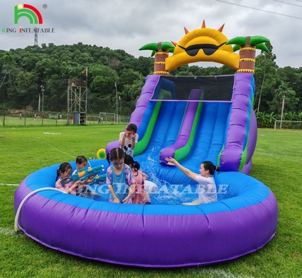 डबल लेन inflatable पानी स्लाइड संयोजन के साथ पूल बाधा चढ़ाई के लिए inflatable पूल स्लाइड