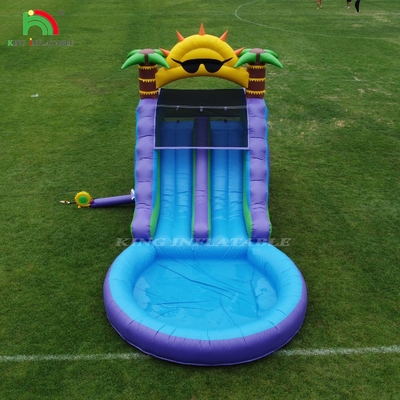 डबल लेन inflatable पानी स्लाइड संयोजन के साथ पूल बाधा चढ़ाई के लिए inflatable पूल स्लाइड