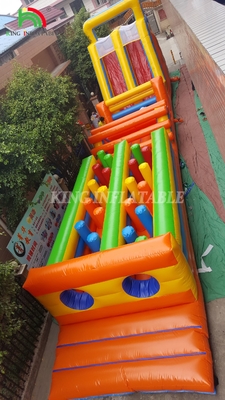 कस्टम स्पोर्ट inflatable कार्निवल गेम्स inflatable चैलेंज रेस बाधा कोर्स डबल लेन चढ़ाई और स्लाइड के साथ