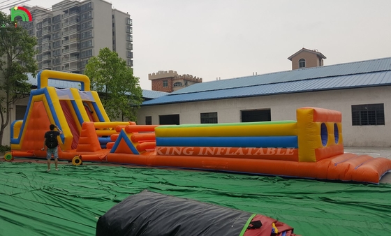 कस्टम स्पोर्ट inflatable कार्निवल गेम्स inflatable चैलेंज रेस बाधा कोर्स डबल लेन चढ़ाई और स्लाइड के साथ